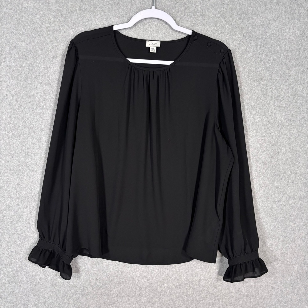 J Crew Sheer Blouse XXL Ruffle Pleats Whimsigoth Coquette Feminine Dark Romantic